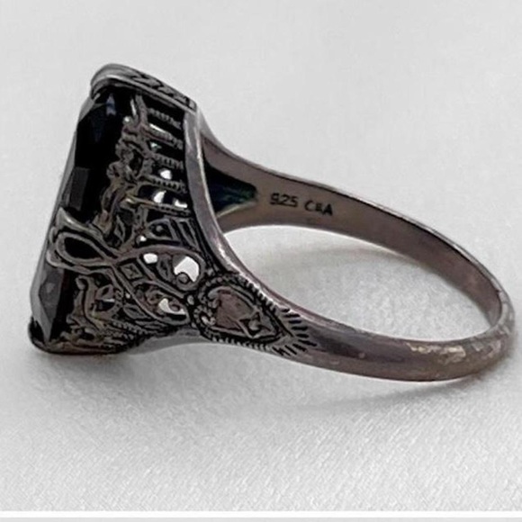 Vintage sterling silver art nouveau smokey quartz ring - Picture 4 of 7